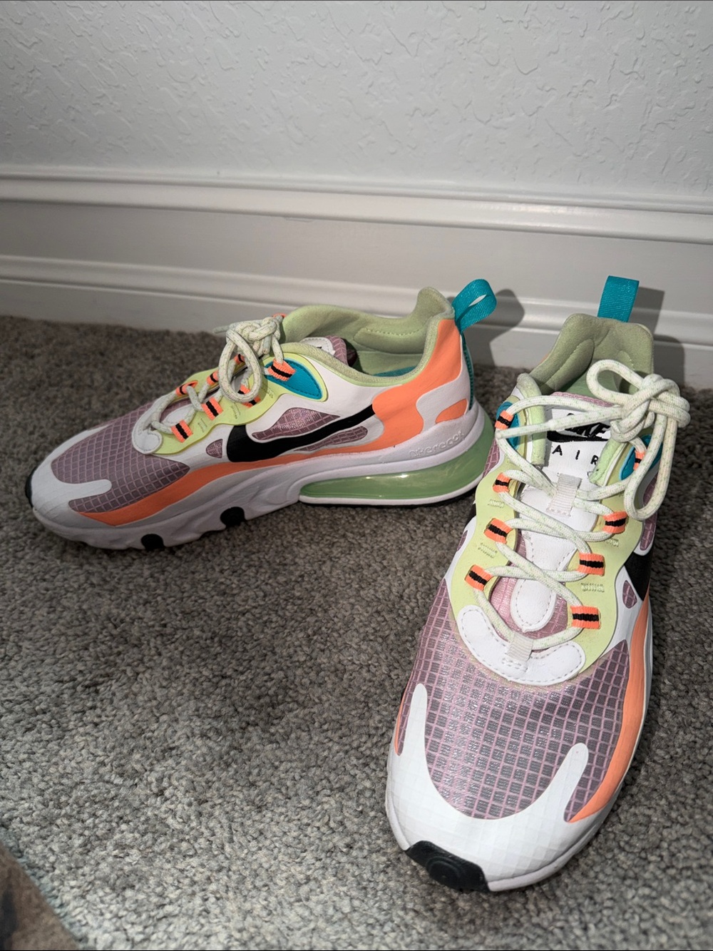 Nike Kids' Sneakers in White, Peach, Mint & Teal